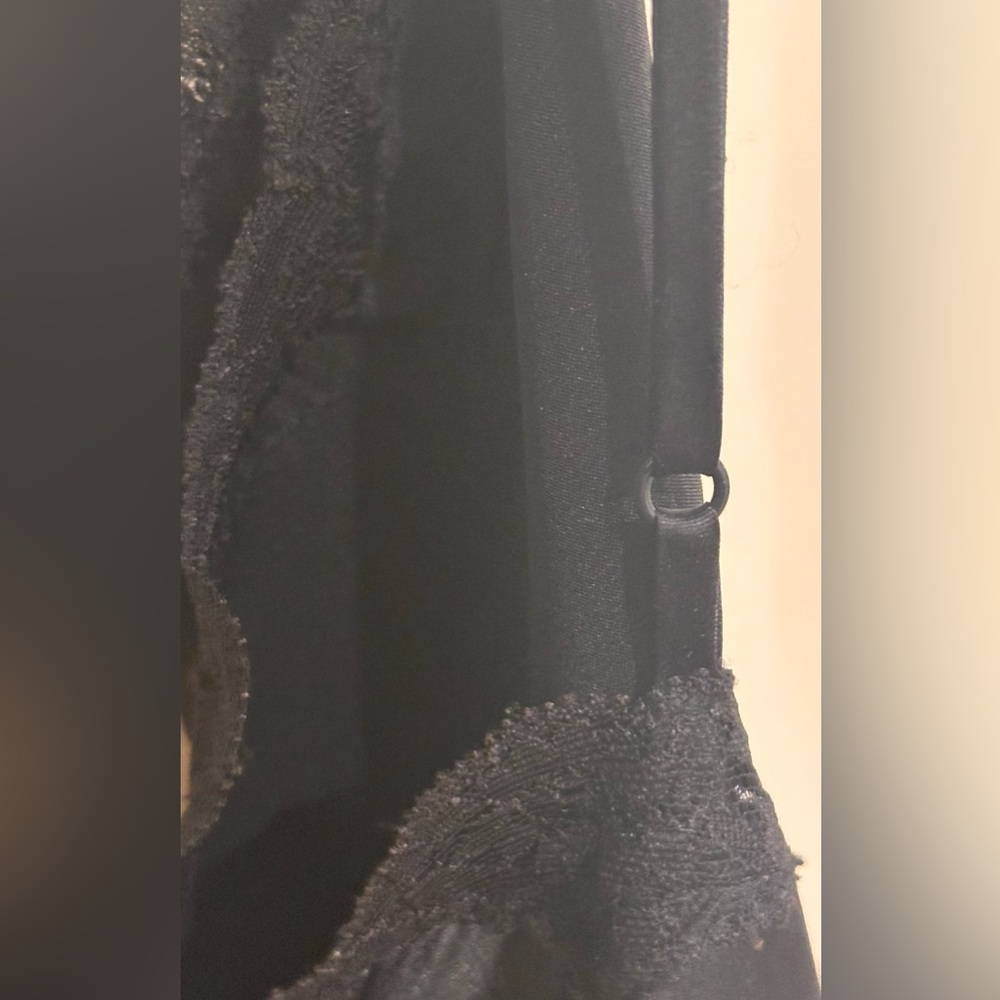 LADIES VICTORIA'S SECRET VINTAGE BLACK SATIN LACE-TRIM TEASE MINI SLIP DRESS - S - Picture 12 of 15